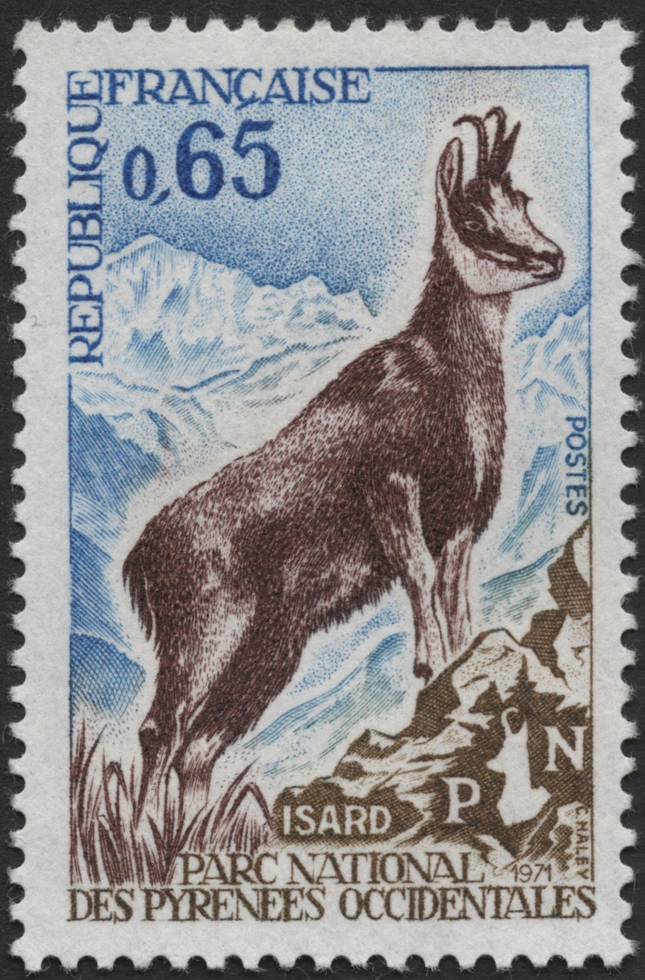SCG1430 - France 1971 – 0.65F Isard, Western Pyrenees National Park