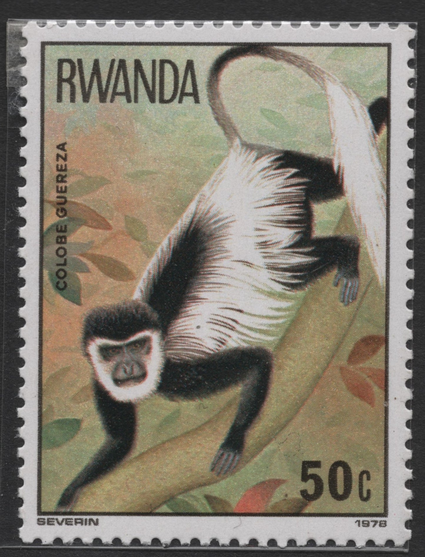 SCG1429 - Rwanda – Black-and-White Colobus Monkey (1978 Wildlife Series)