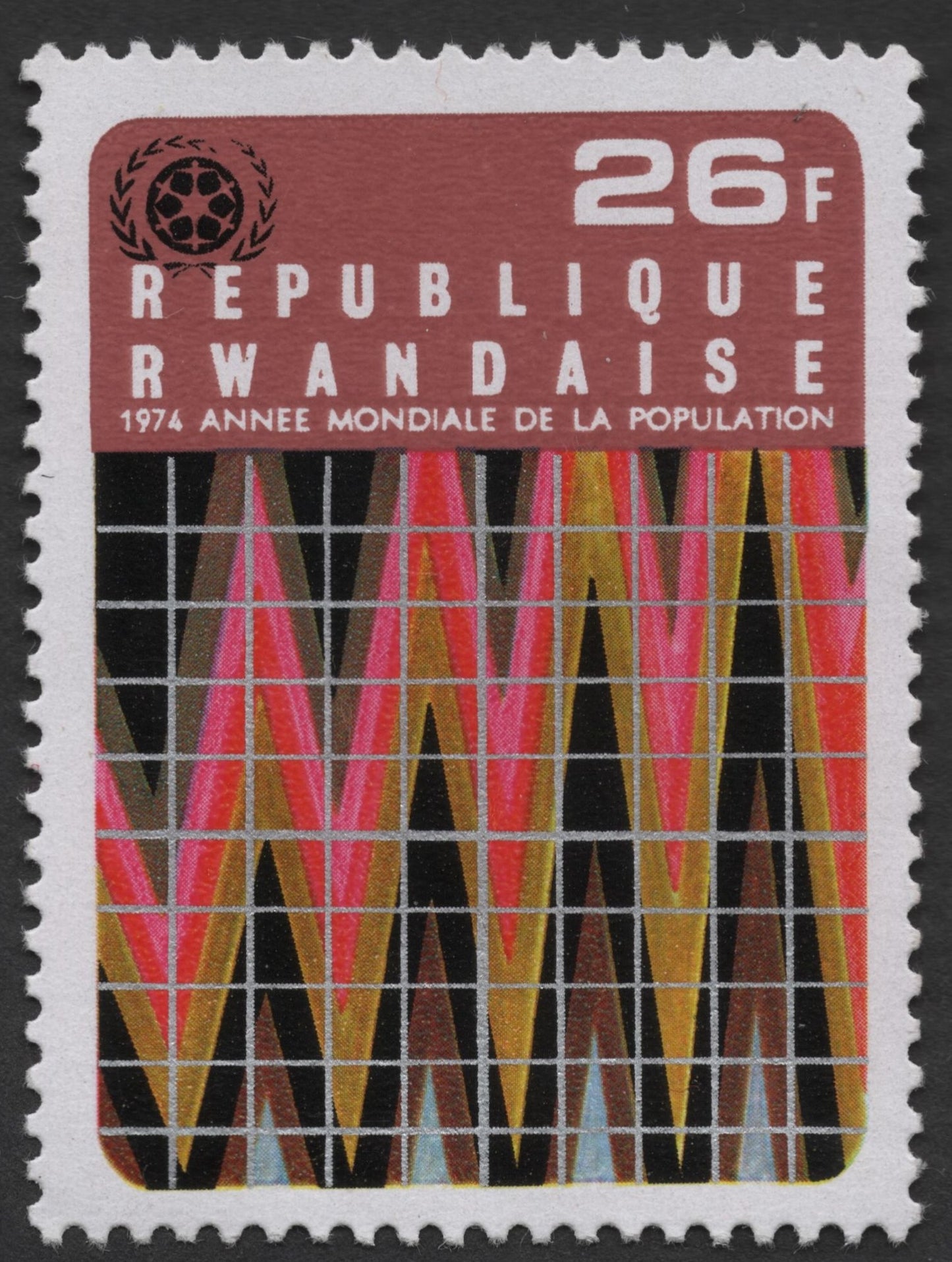 SCG1459 - Rwanda 1974 World Population Year Stamp – 26 Francs