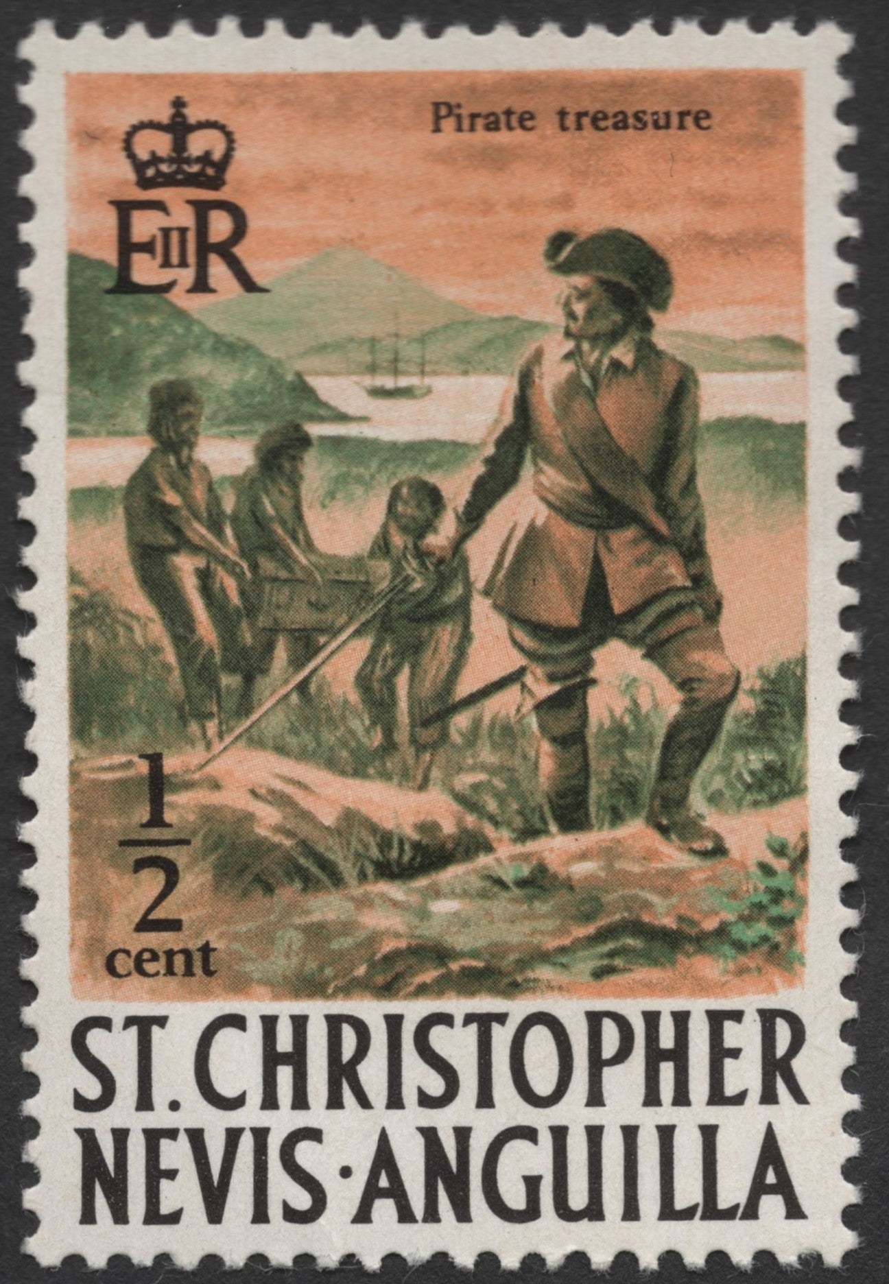 SCG1461 - St. Christopher Nevis Anguilla ½ Cent – Pirate Treasure Scene