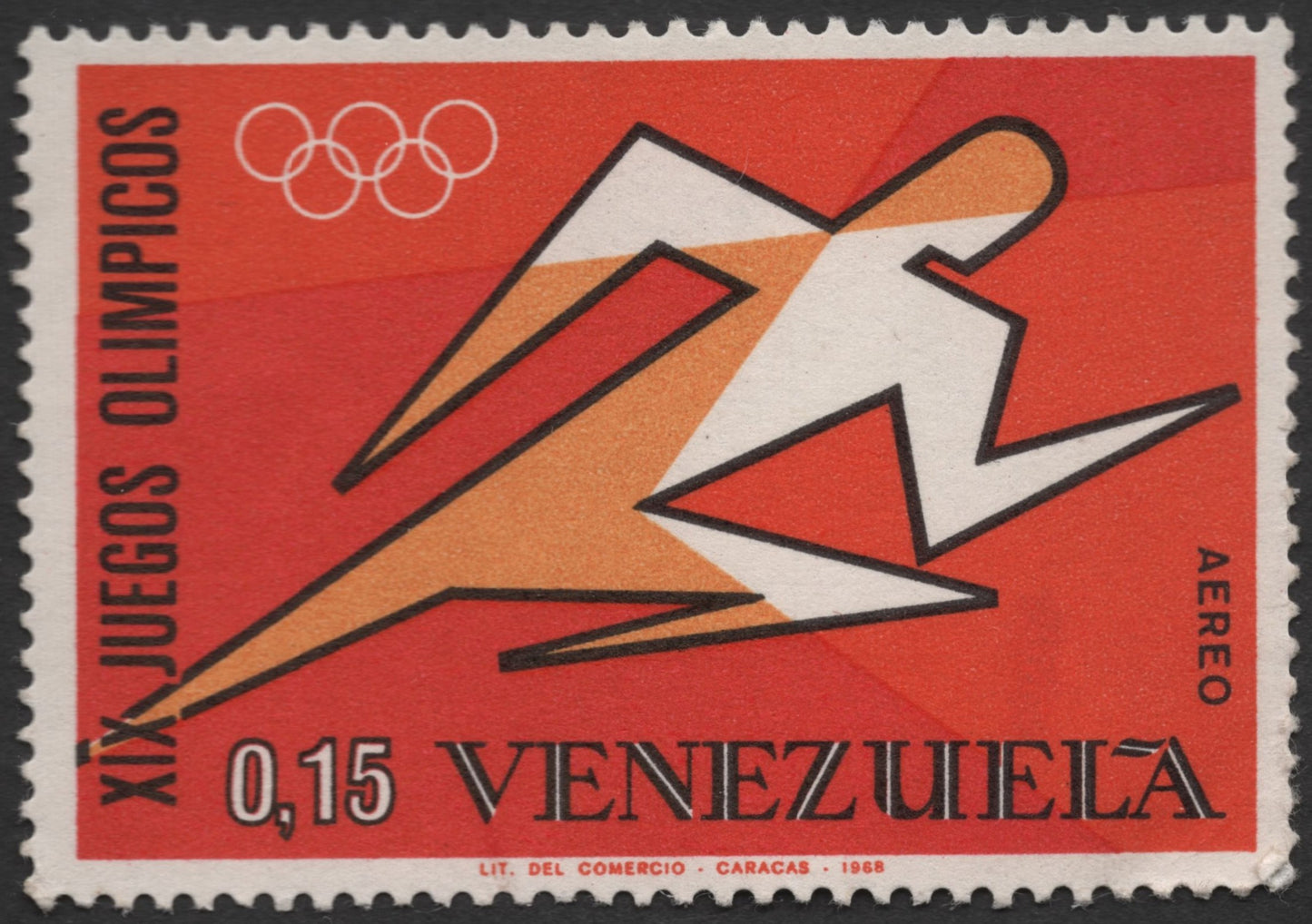 SCG1462 - Venezuela 1968 Olympic Games Airmail Stamp – 0.15 Bolívares