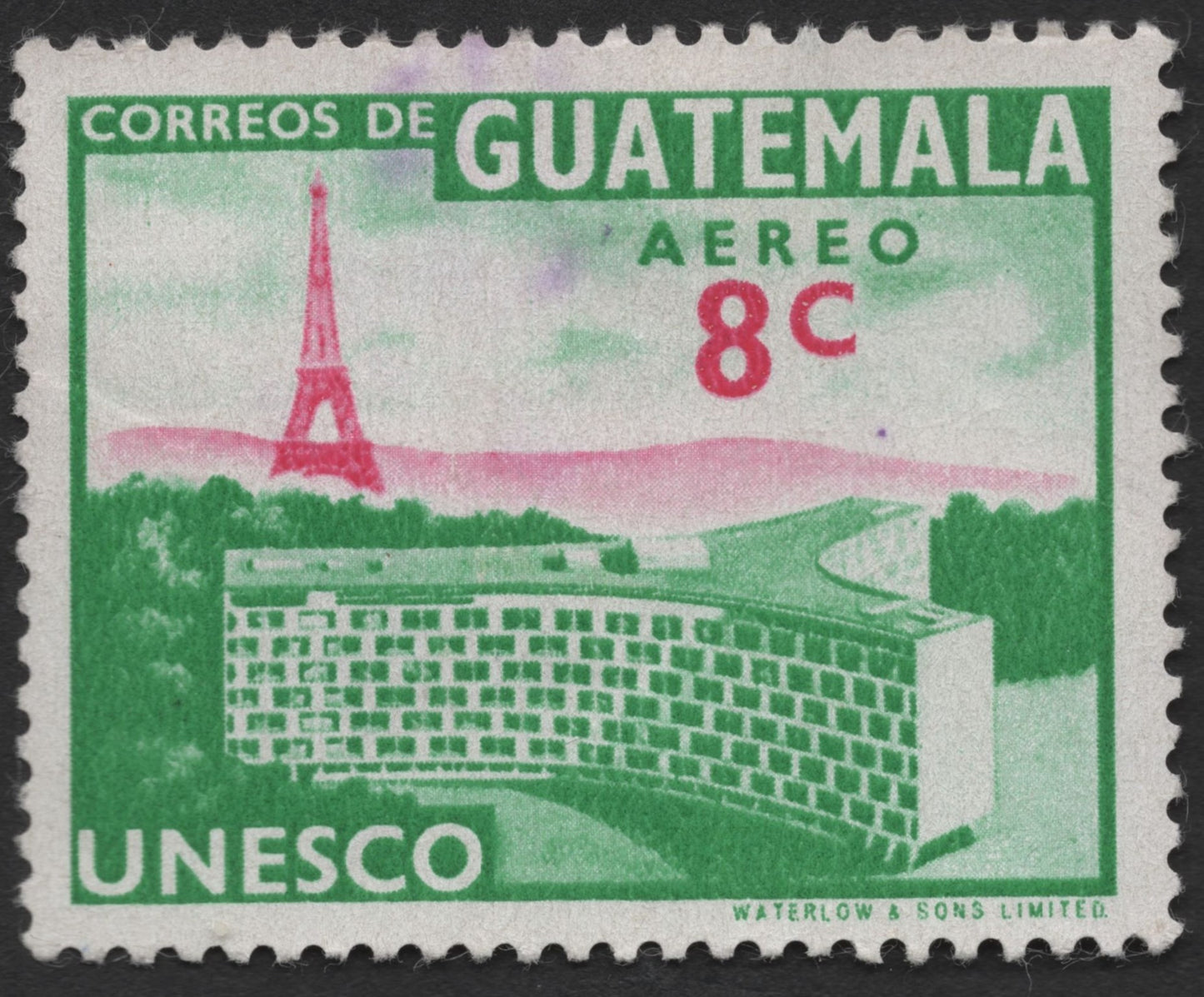 SCG1465 - Guatemala Airmail 8 Centavos – UNESCO & Eiffel Tower