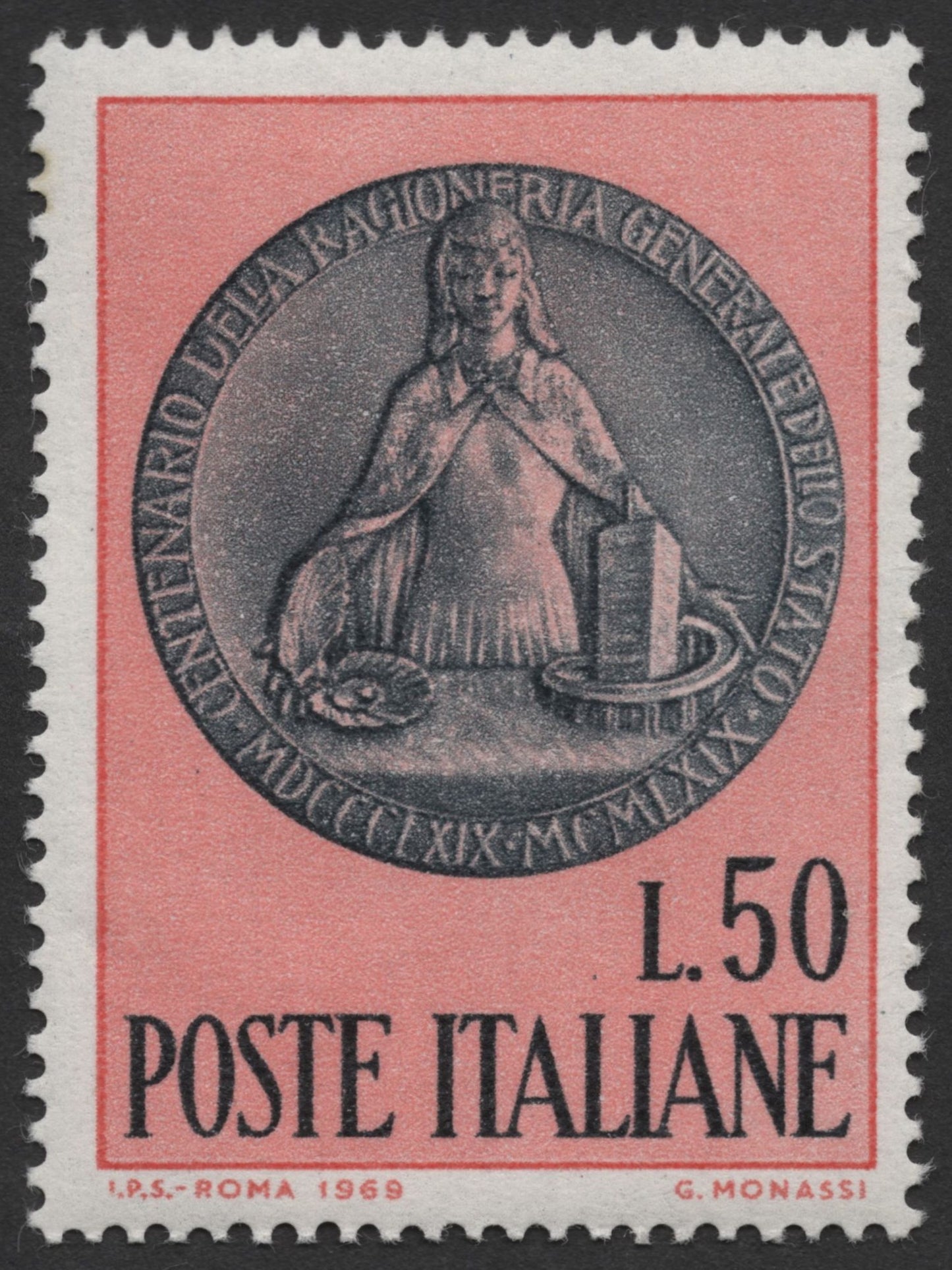 SCG1482 - Italy 1969 – Centenary of State General Accounting Office, 50 Lire