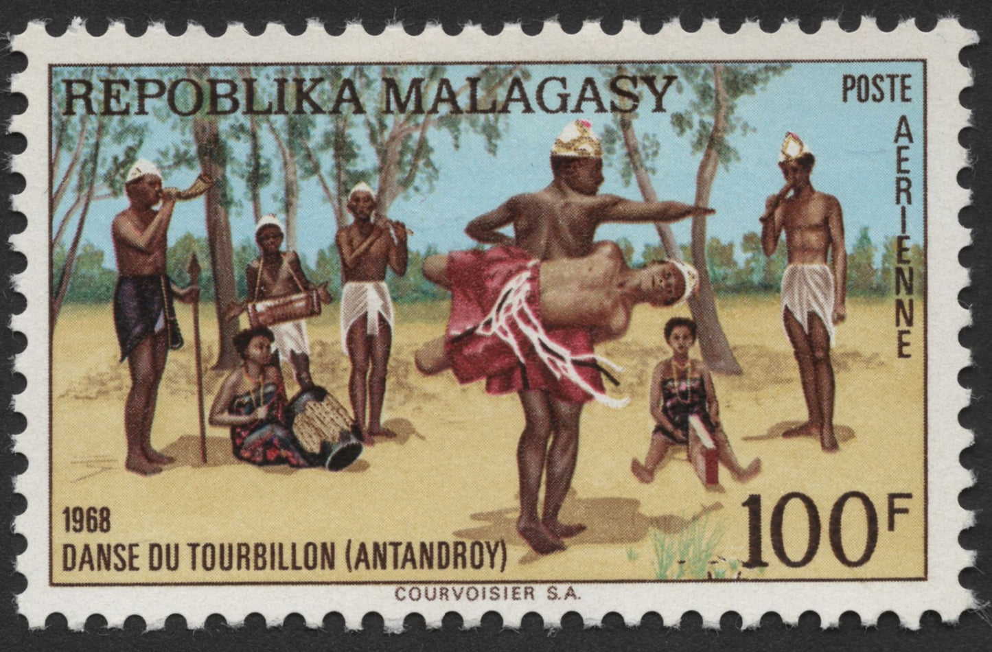 SCG1499 - 1968 Madagascar – Antandroy Whirlwind Dance Airmail Stamp
