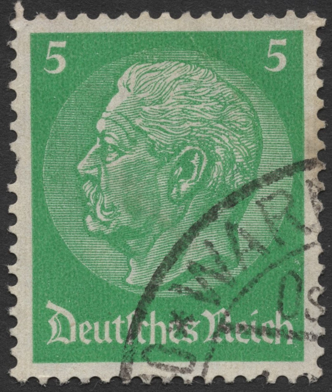 SCG1546 - Germany 1934 Hindenburg Definitive – 5 Pf Green (Used)