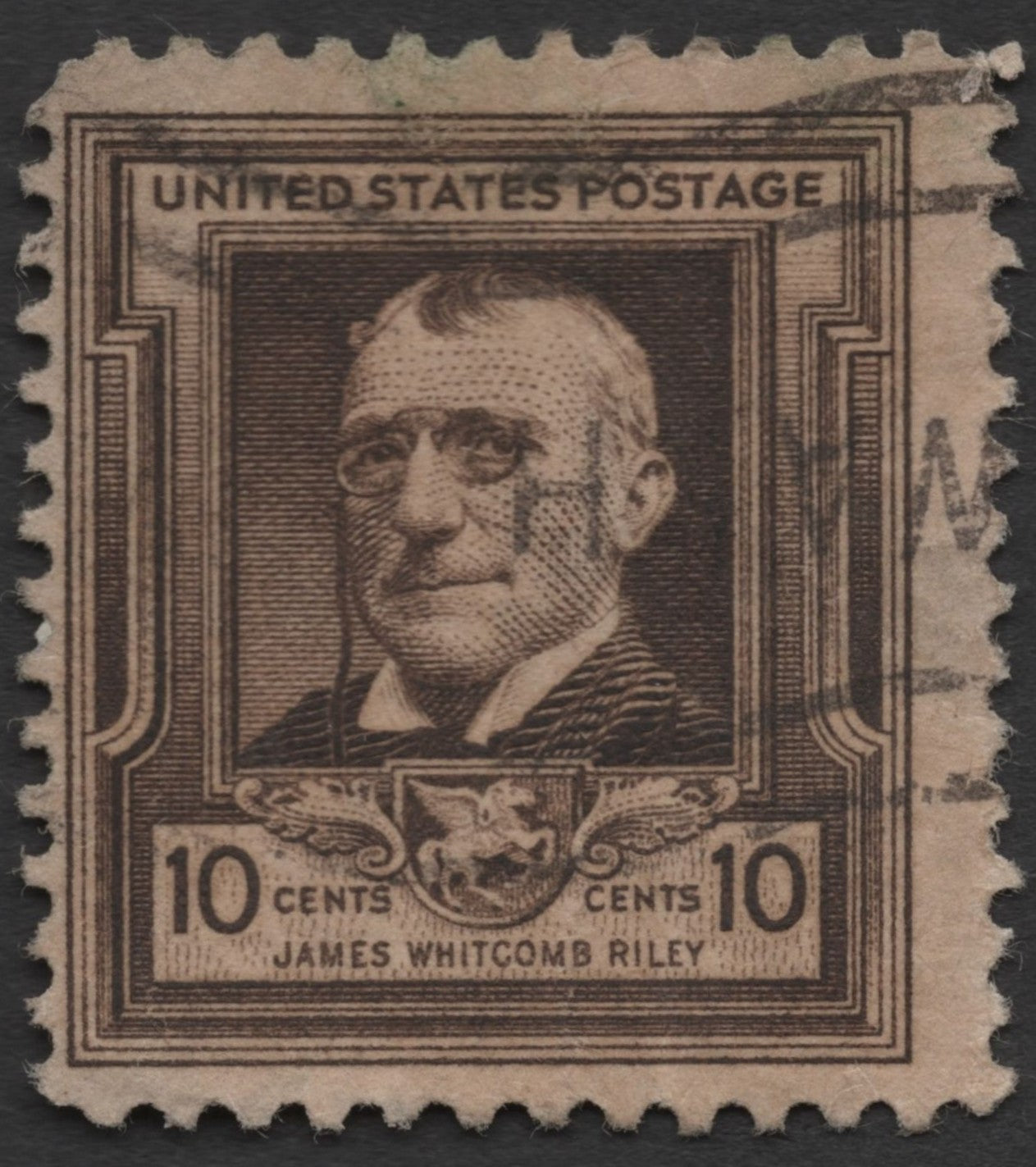 SCG1509 - USA 1940 – James Whitcomb Riley 10¢ Famous Americans Series (Used)