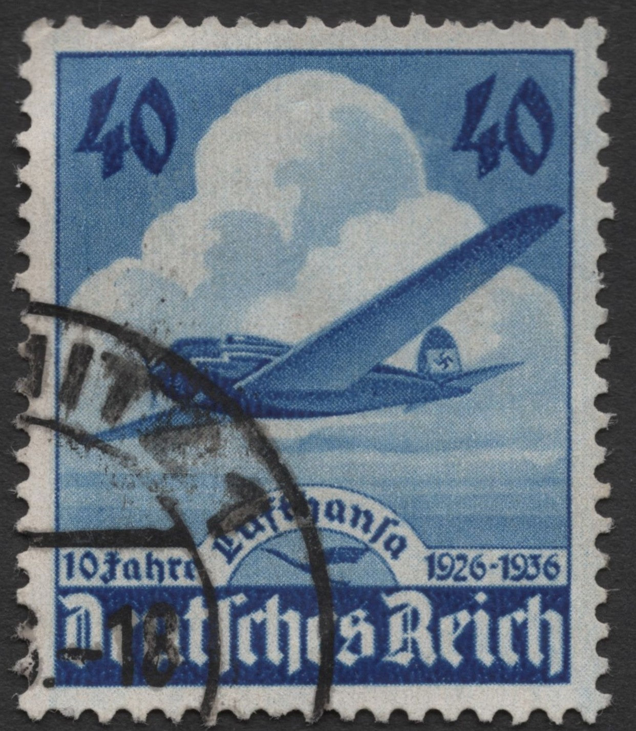SCG1511 - Germany 1936 – 40 Pf 10 Years Lufthansa Airmail Commemorative (Used)