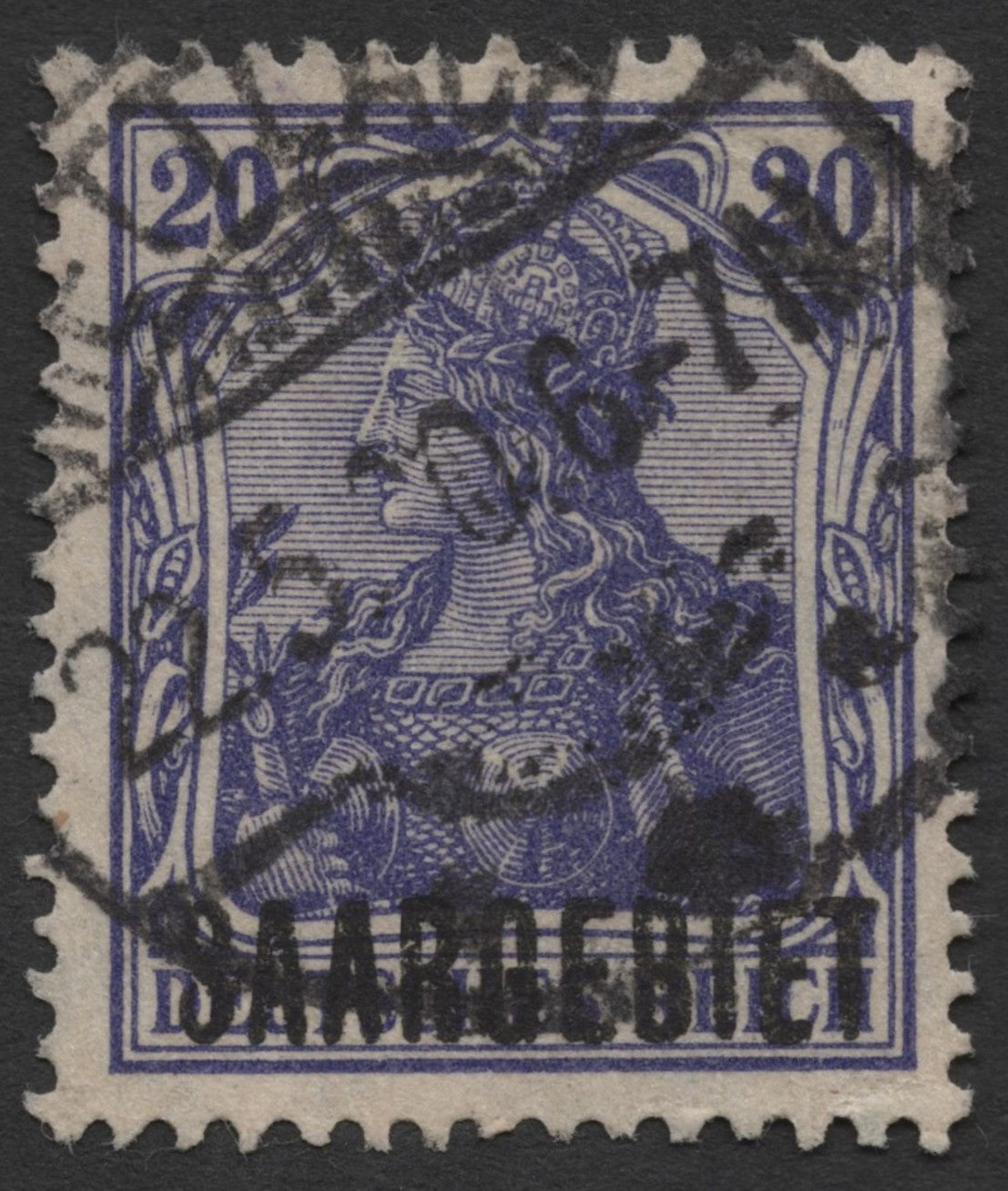 SCG1512 - Saargebiet Overprint on German Empire Germania (20 Pf Violet) (Used)