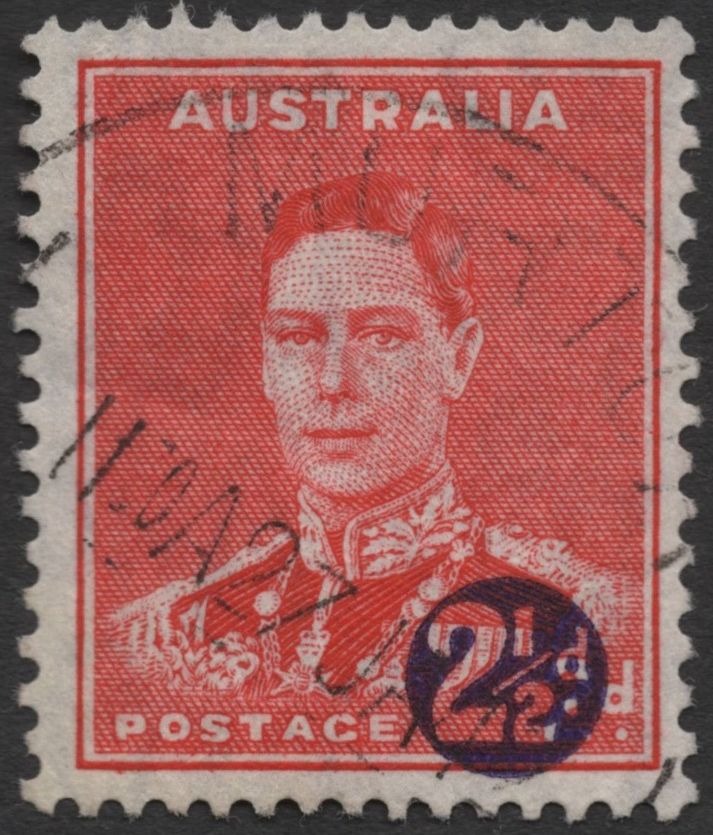 SCG1513 - Australia 1950 – King George VI 2½d Surcharge on 2d Red (Used)