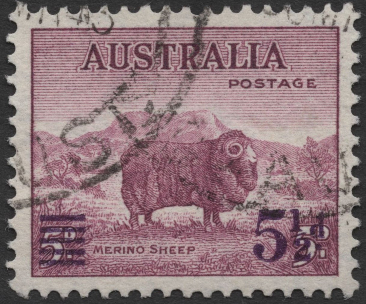 SCG1515 - Australia 1953 – 5½d Merino Sheep Definitive (Used)