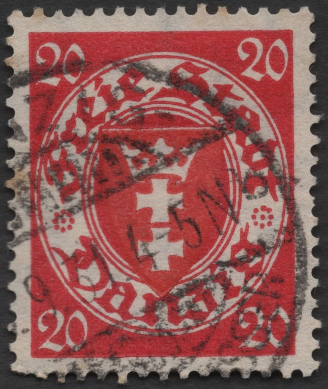SCG1519 - Danzig Coat of Arms Issue – 20 Pf Red (Used)