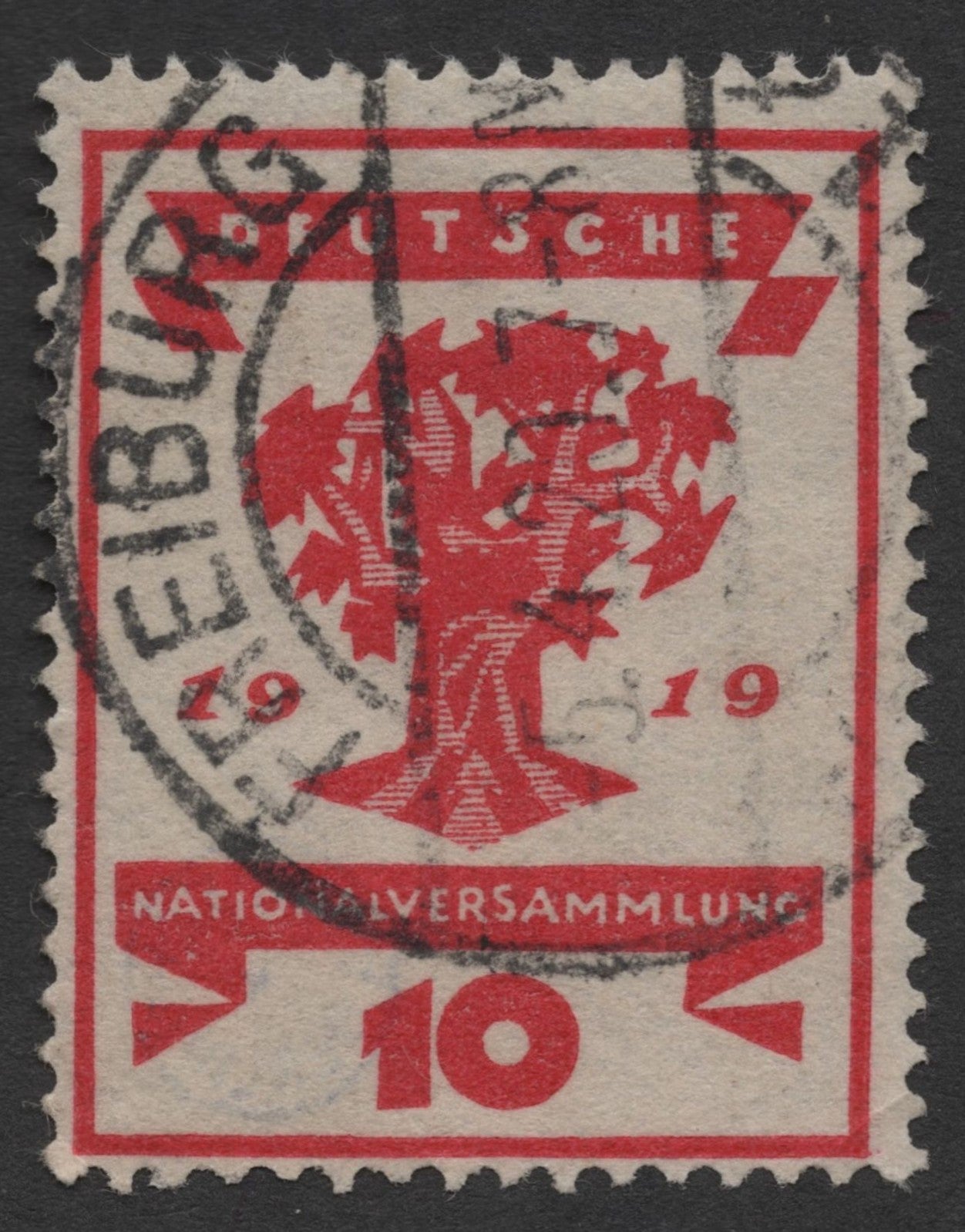 SCG1526 - Germany 1919 – 10 Pf National Assembly “Elections to the Weimar National Assembly” (Used)