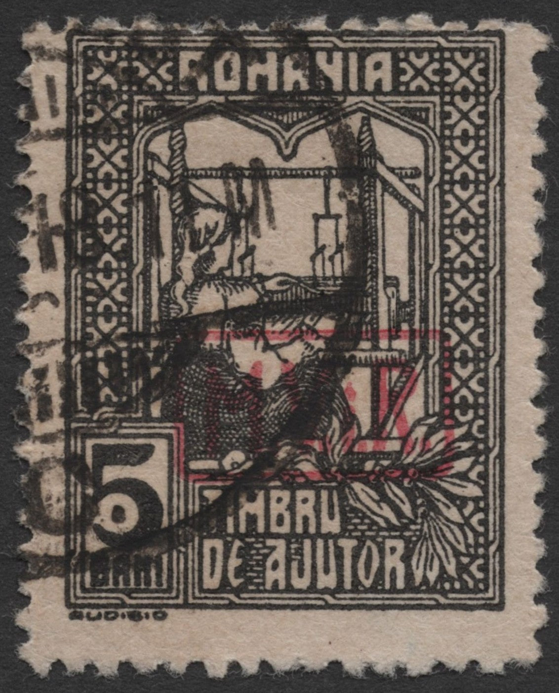 SCG1505 - Romania 1915 – 5 Bani "Timbru de Ajutor" Charity Stamp (Used)