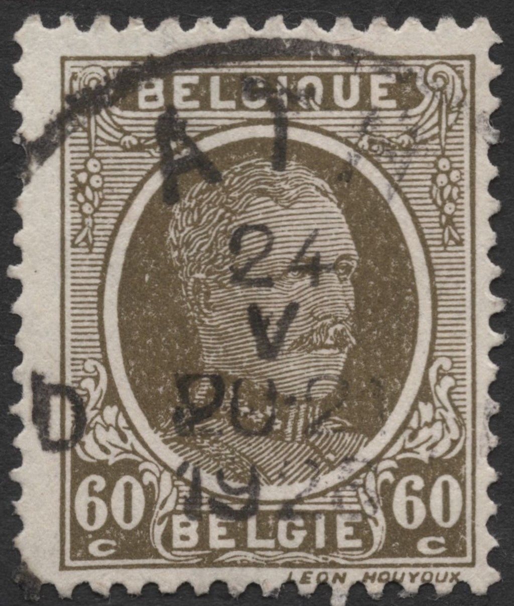 SCG1554 - Belgium 60c King Leopold II Brown Definitive Stamp (Used)