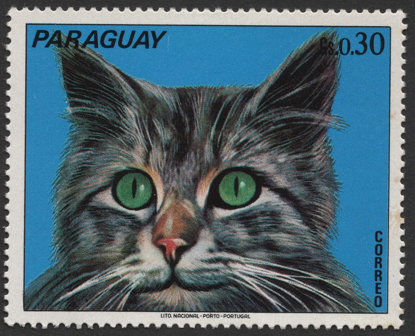 SCG1557 - Paraguay Feline Portraits Stamp Trio – 1970s Colorful Issue