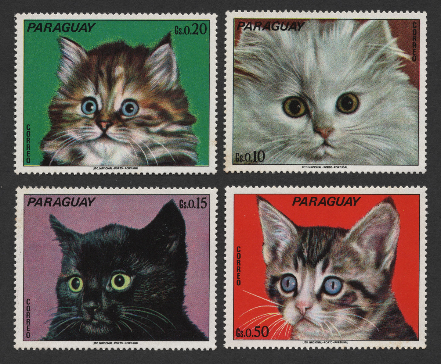SCG1558 - 1970s Paraguay Kitten Series – Set of 4 Stamps