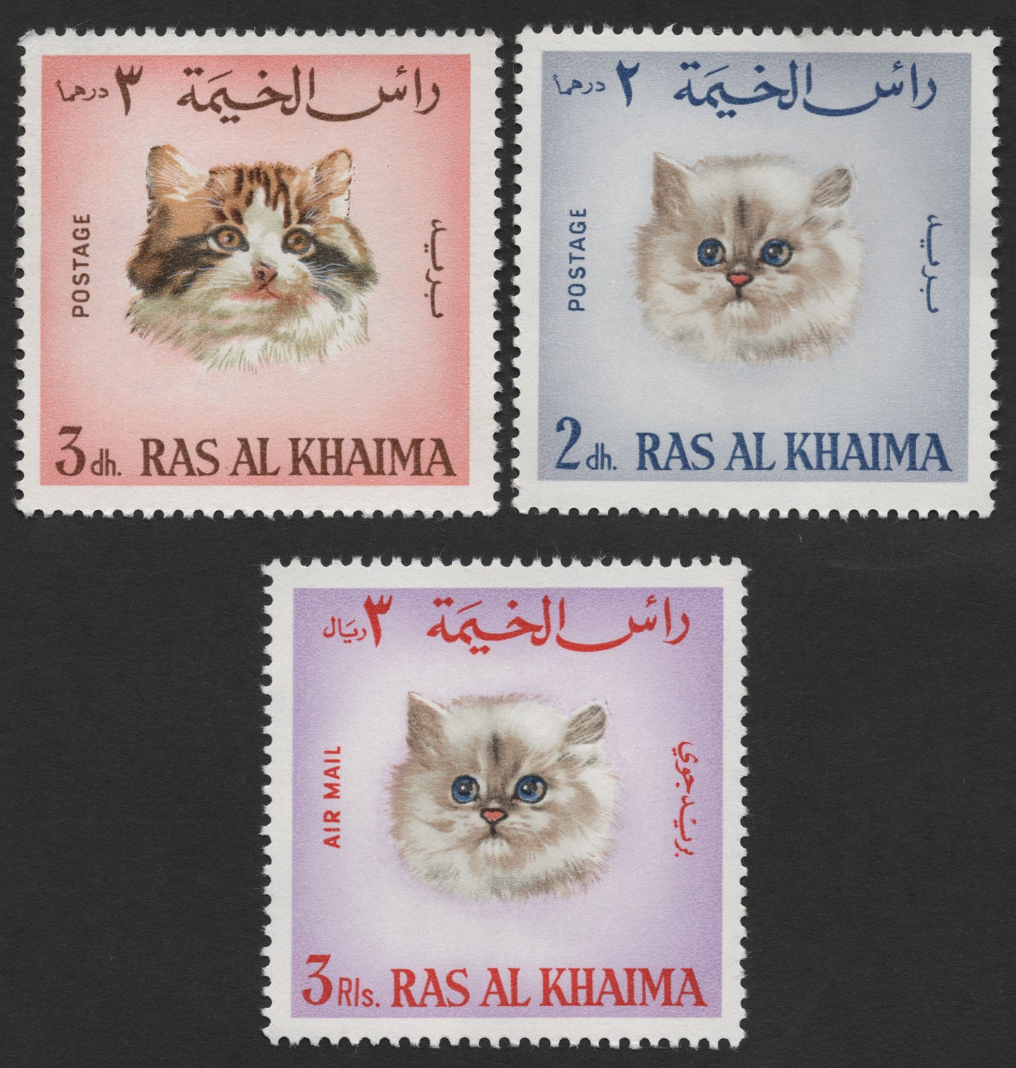 SCG1555 - Ras Al Khaimah Feline Trio – Postage & Airmail Kitten Series