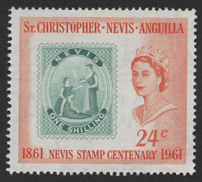 SCG1703 - 1961 Nevis Stamp Centenary – "Stamp on Stamp" Issue from St. Christopher-Nevis-Anguilla