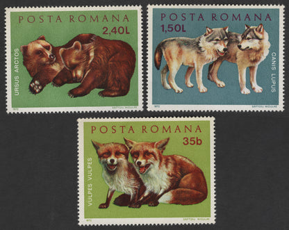 SCG1714 - Romania 1972 Wildlife Set – Bear, Wolf & Fox by Saftoiu Niculae