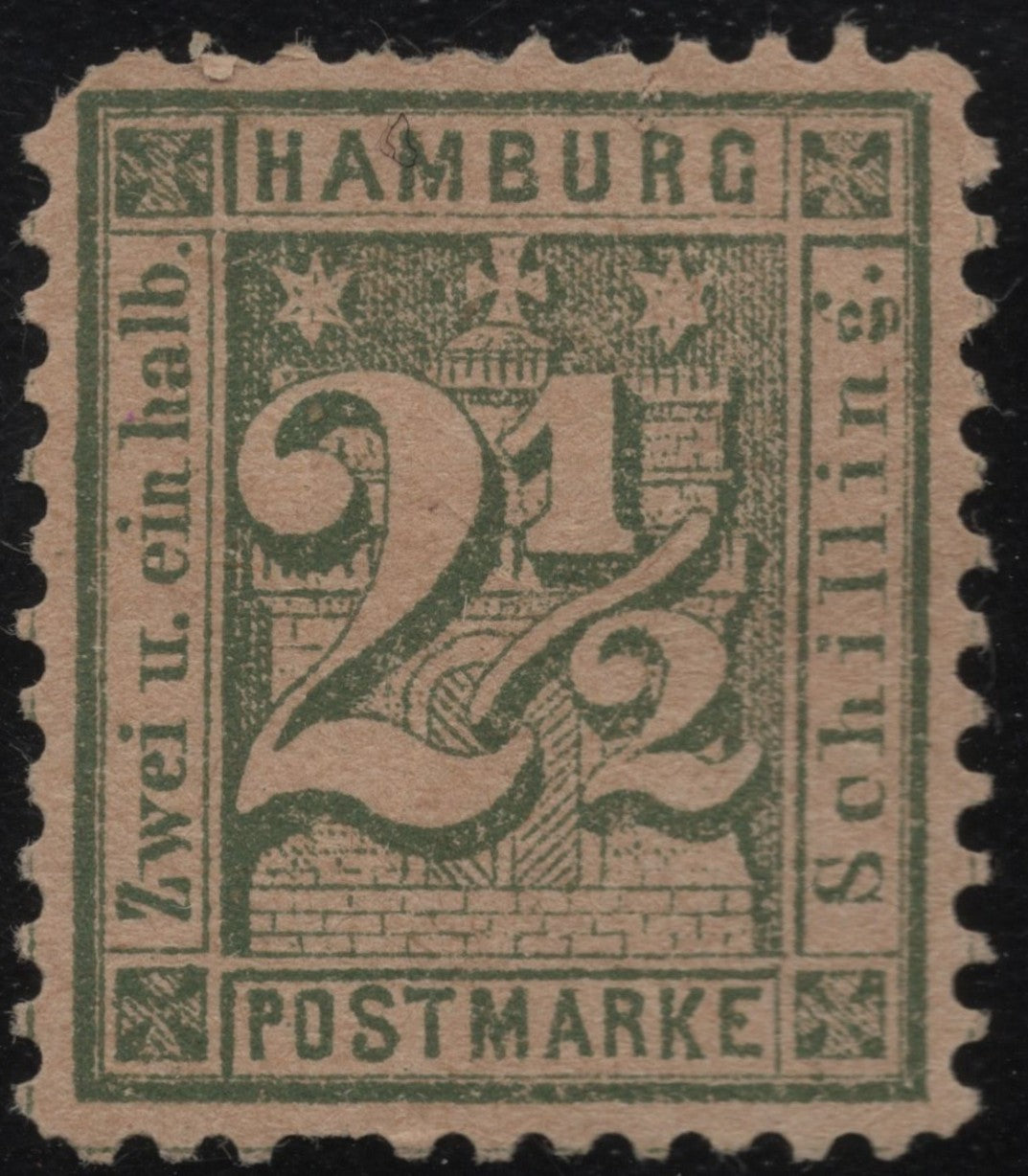 SCG1827 - Hamburg 1864 – 2½ Schilling Green Numeral Stamp