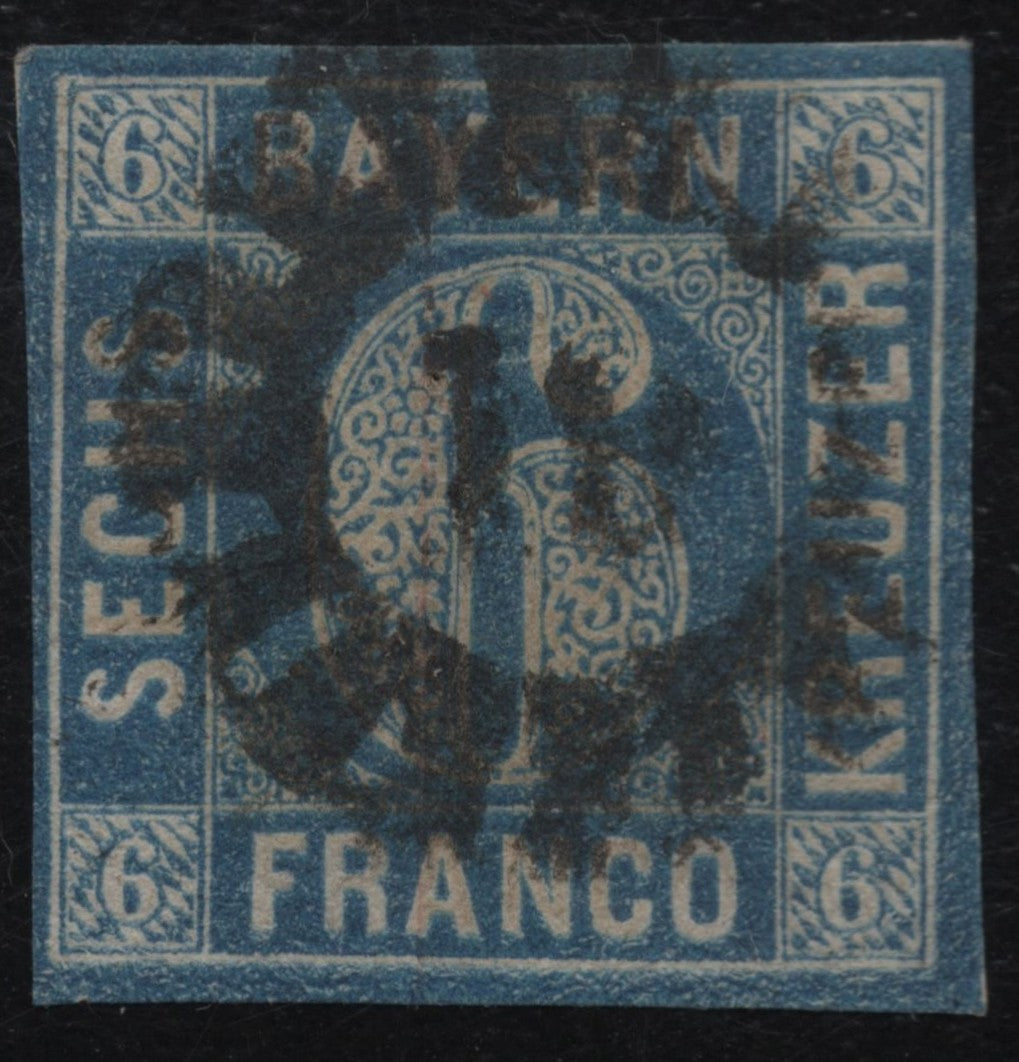 SCG1852 - Bavaria 1862 – 6 Kreuzer Blue “Sechs Kreuzer” Numeral Issue