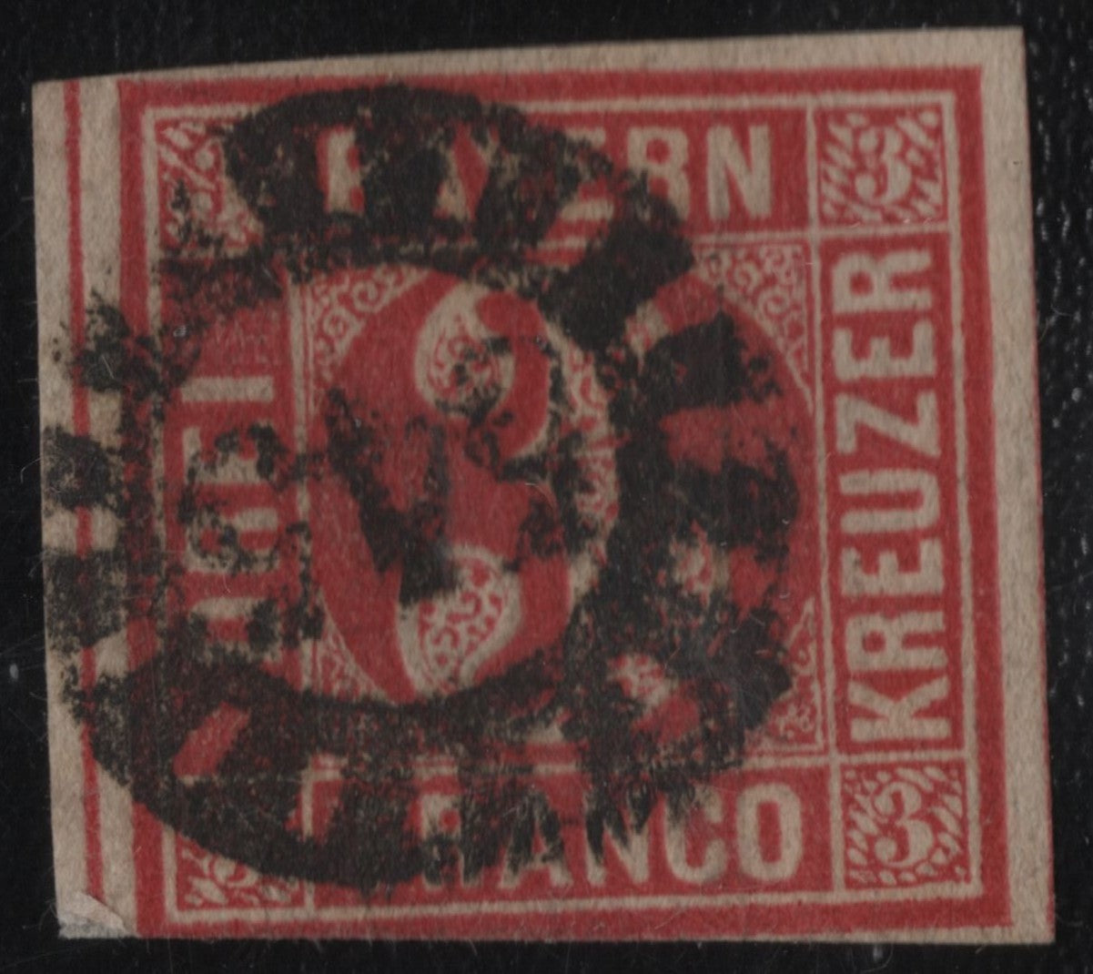 SCG1848 - Bavaria 1867 – 3 Kreuzer Carmine Red with Circular "191" Numeral Cancel