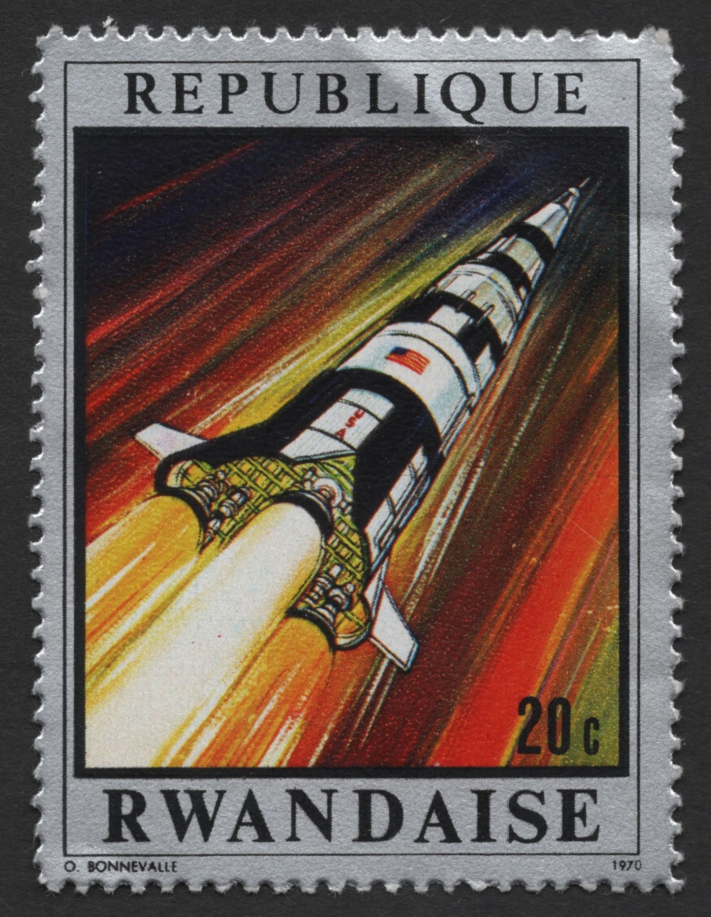 SCG1878 - Rwanda 1970 – Saturn V Rocket Launch, 20 Centimes