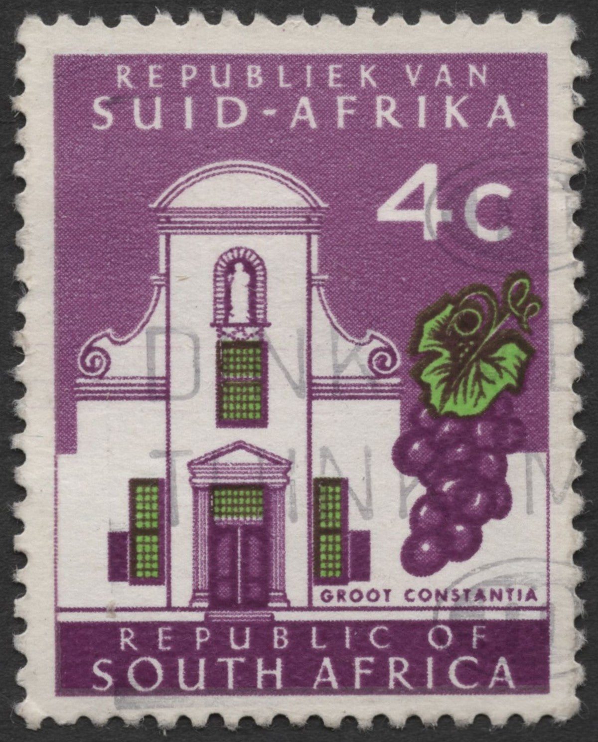 SCG1946 -  South Africa 4c Groot Constantia Vineyard Stamp (1960s)