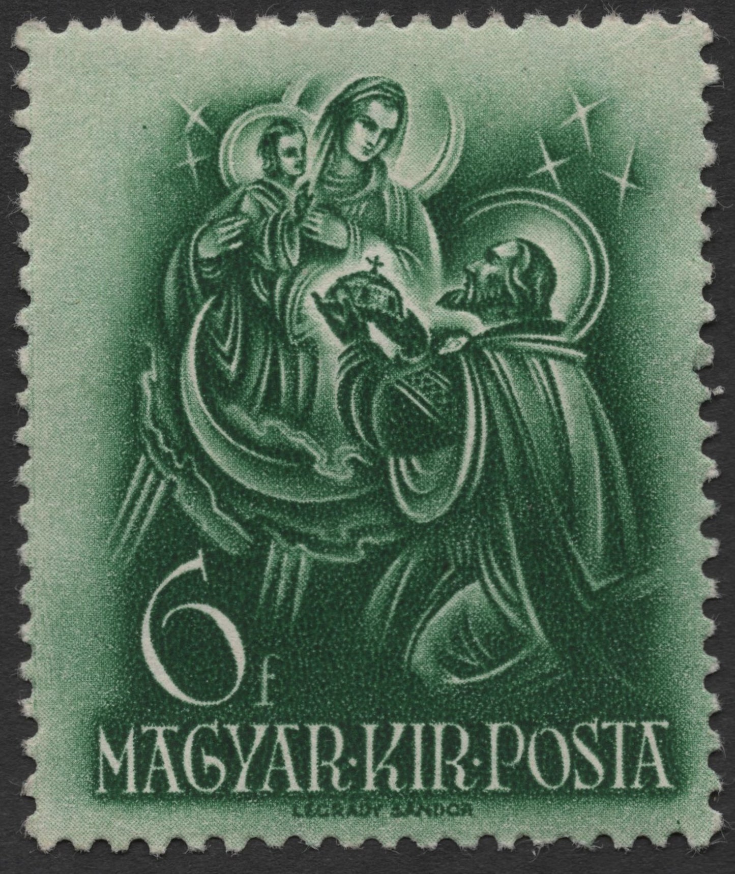 SCG1940 - Hungary 6f Saint Stephen Offering Crown Stamp (Magyar Királyi Posta)