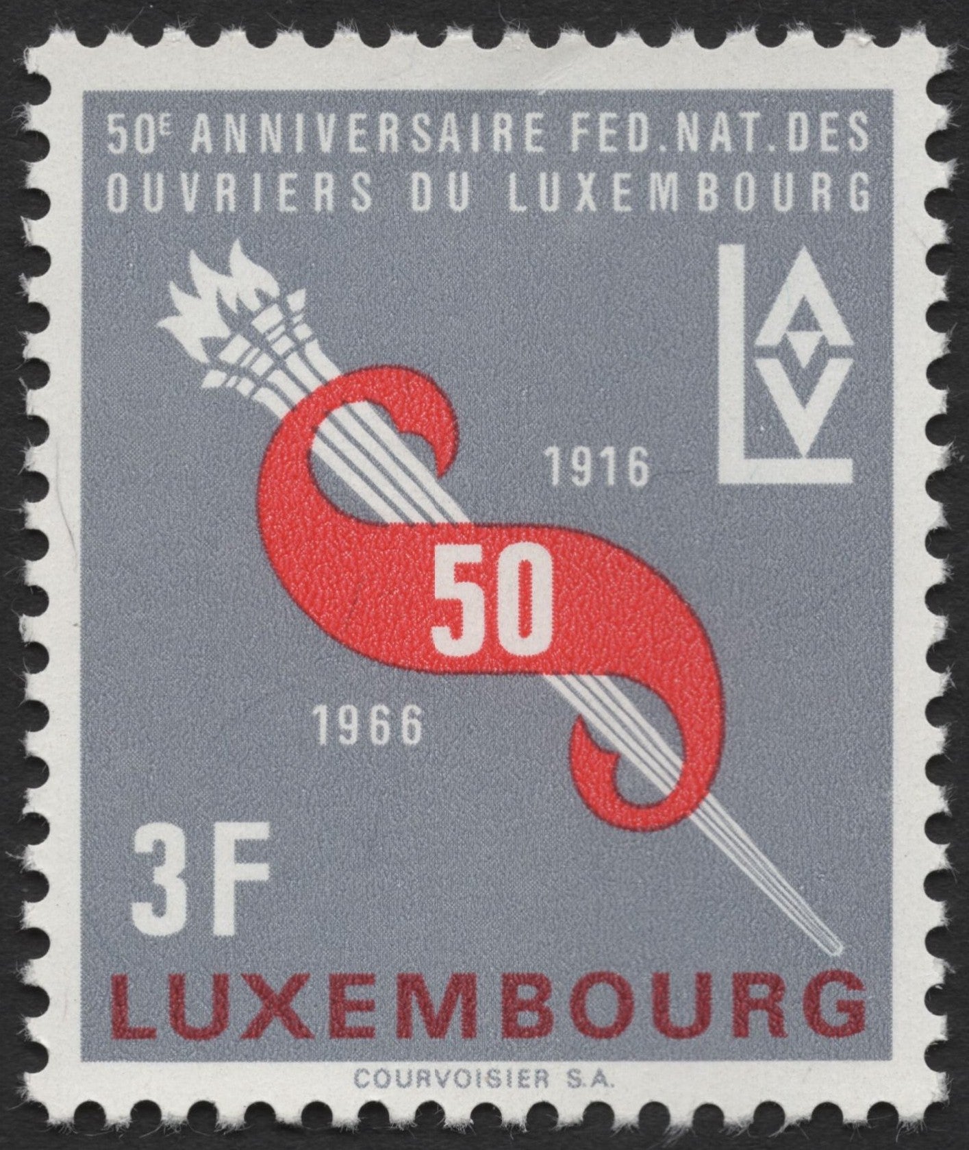 SCG1994 - Luxembourg 1966 50th Anniversary of the Workers' Federation Stamp