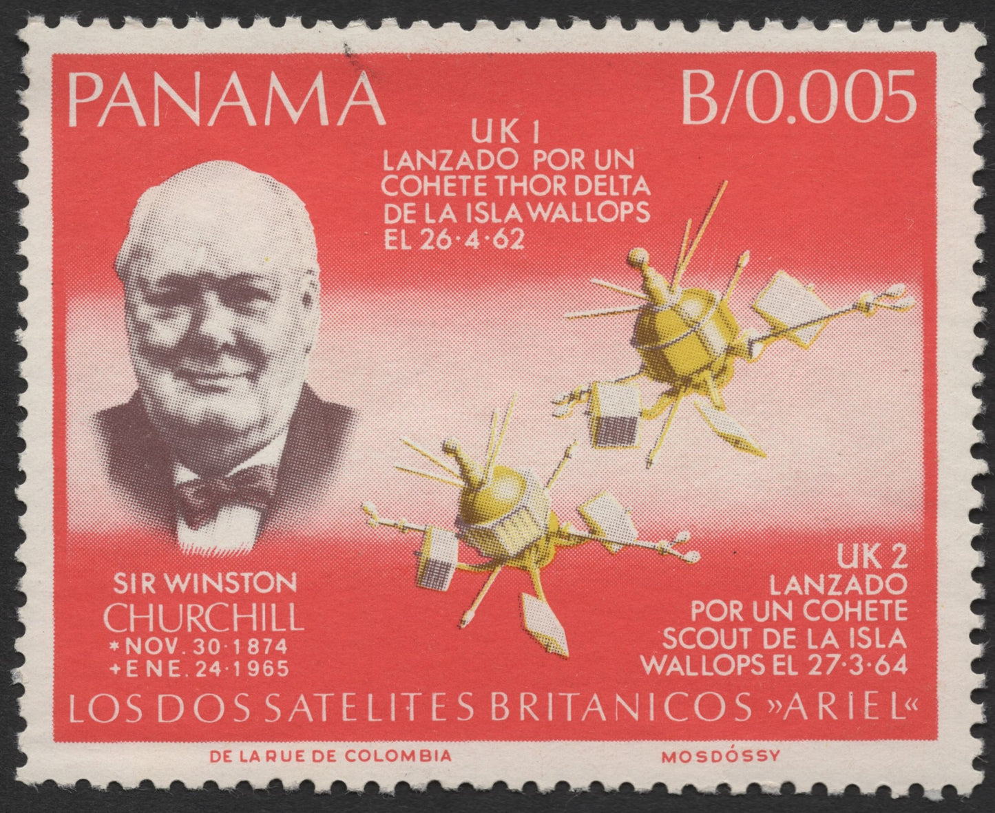 SCG1975 - Panama 1960s Ariel Satellites & Winston Churchill Stamp