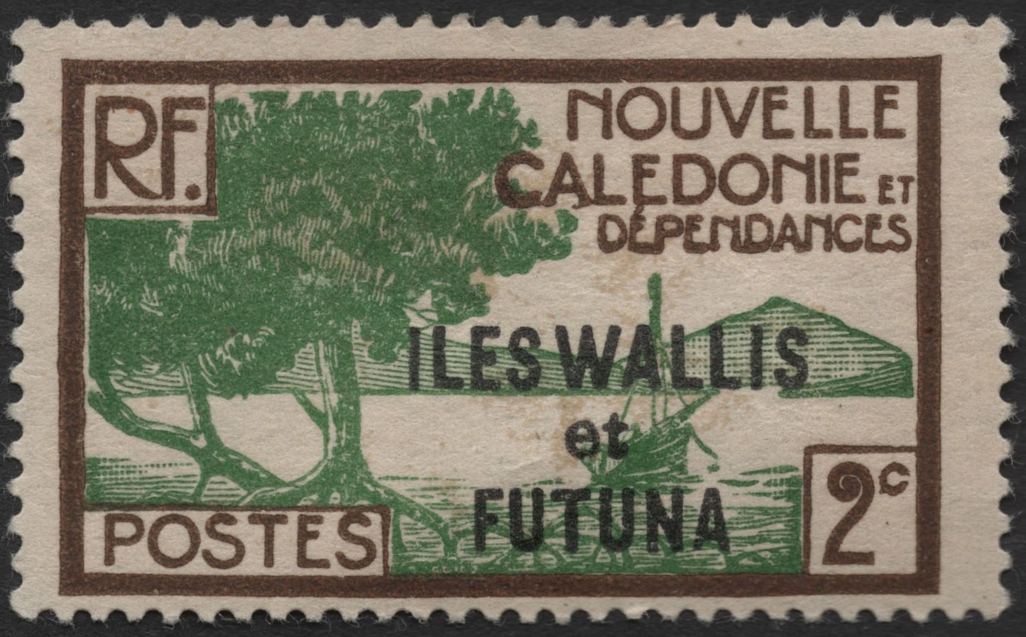 SCG2024 - 2c Wallis and Futuna Overprint on New Caledonia Stamp