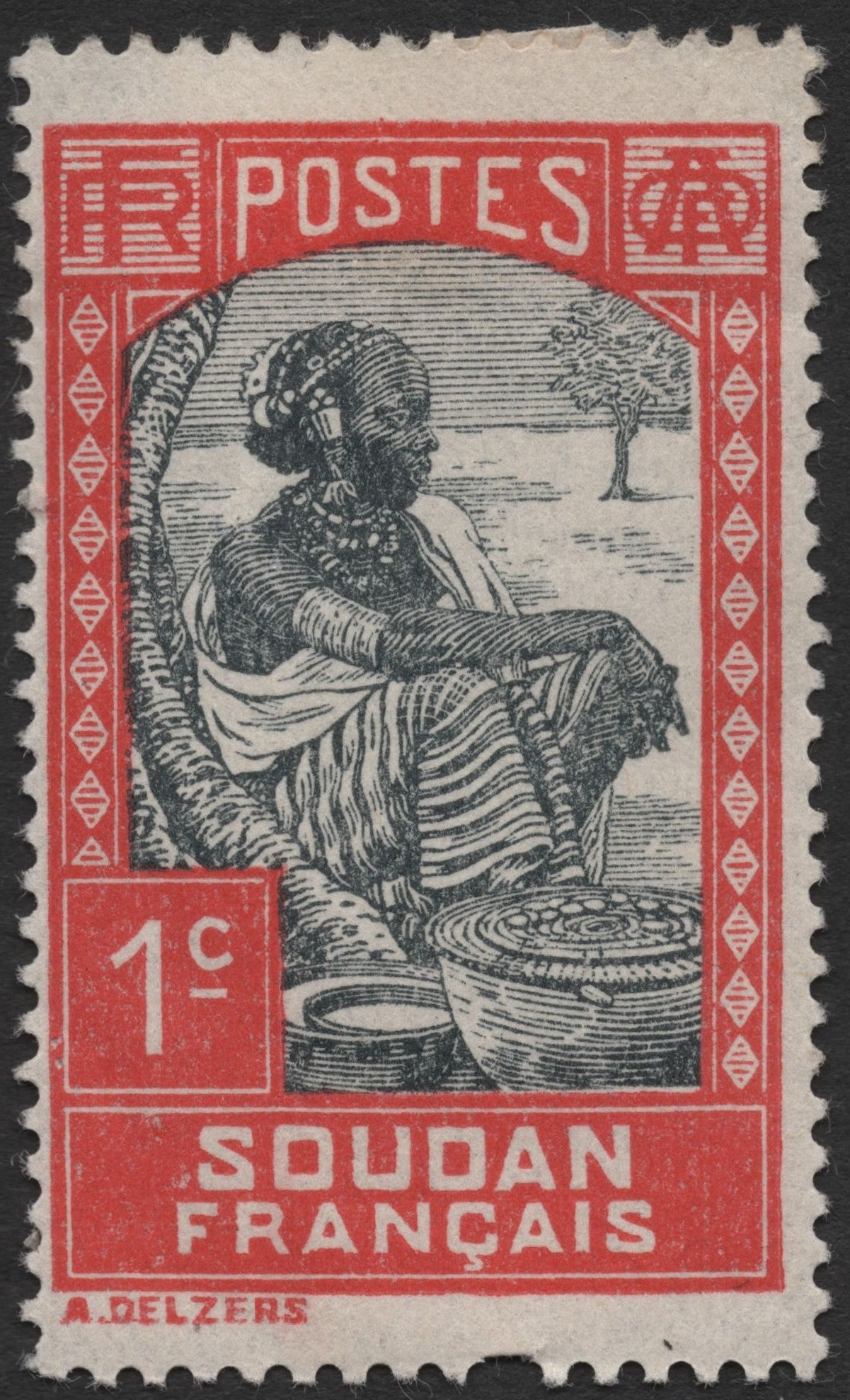 SCG2037 - 1c French Sudan Stamp – Seated Woman with Baskets (Colonial Series)