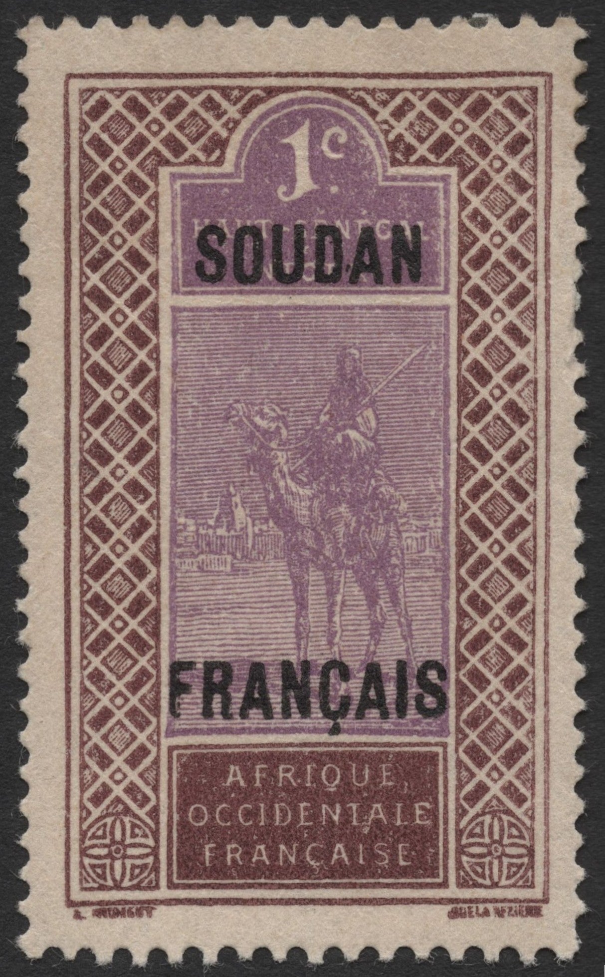 SCG2038 - French Sudan 1c Camel Rider Stamp – AOF Overprint