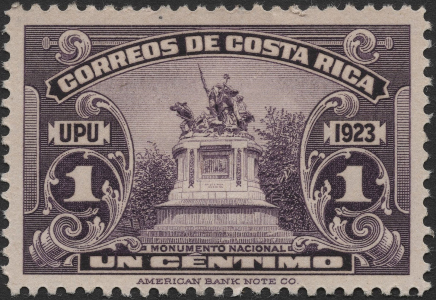 SCG2028 - 1923 Costa Rica 1 Centimo Monumento Nacional Stamp