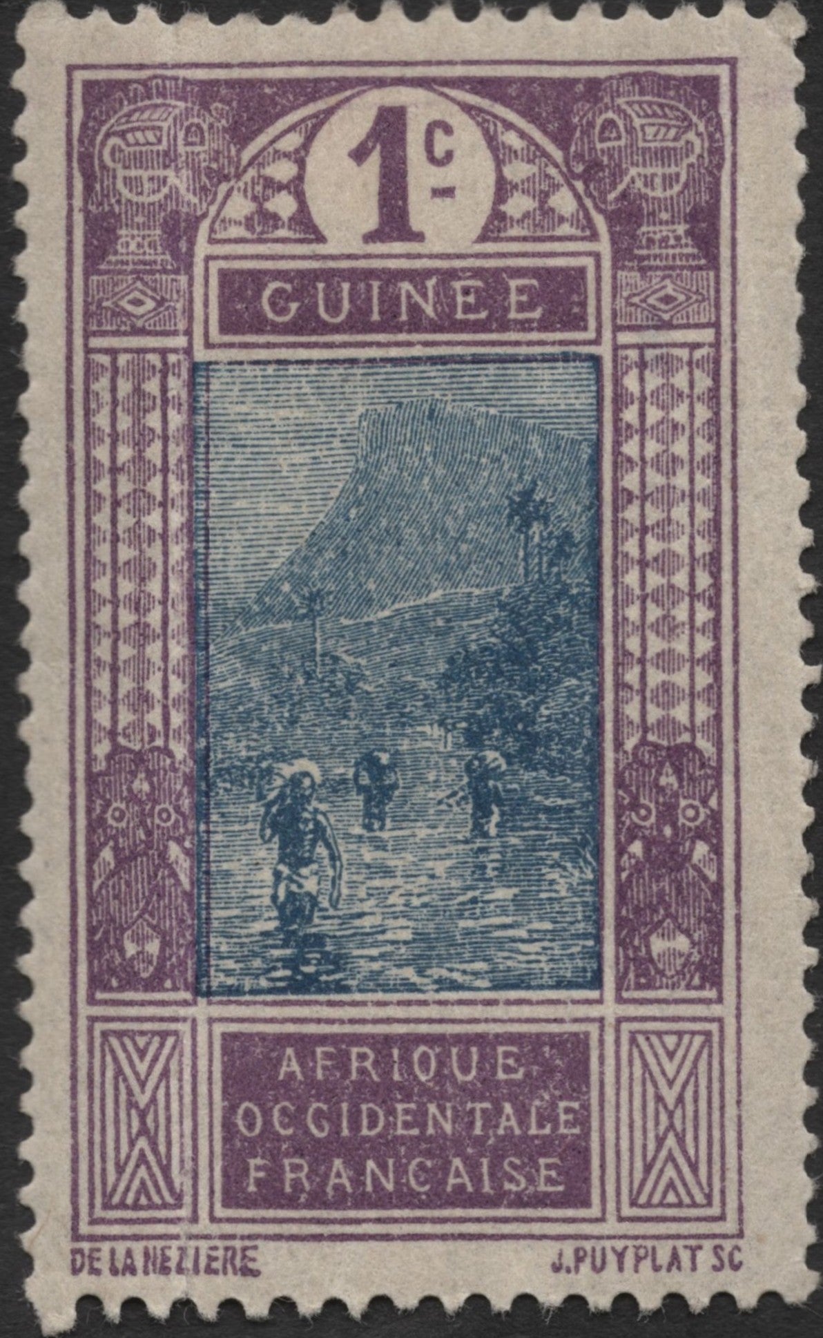 SCG2030 - 1930s Guinea 1c French West Africa Stamp – Mount Kakoulima Scene