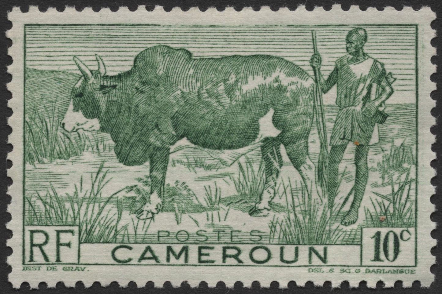 SCG2074 - 1950s Cameroon 10c Zebu Cattle Stamp – French Colonial Issue