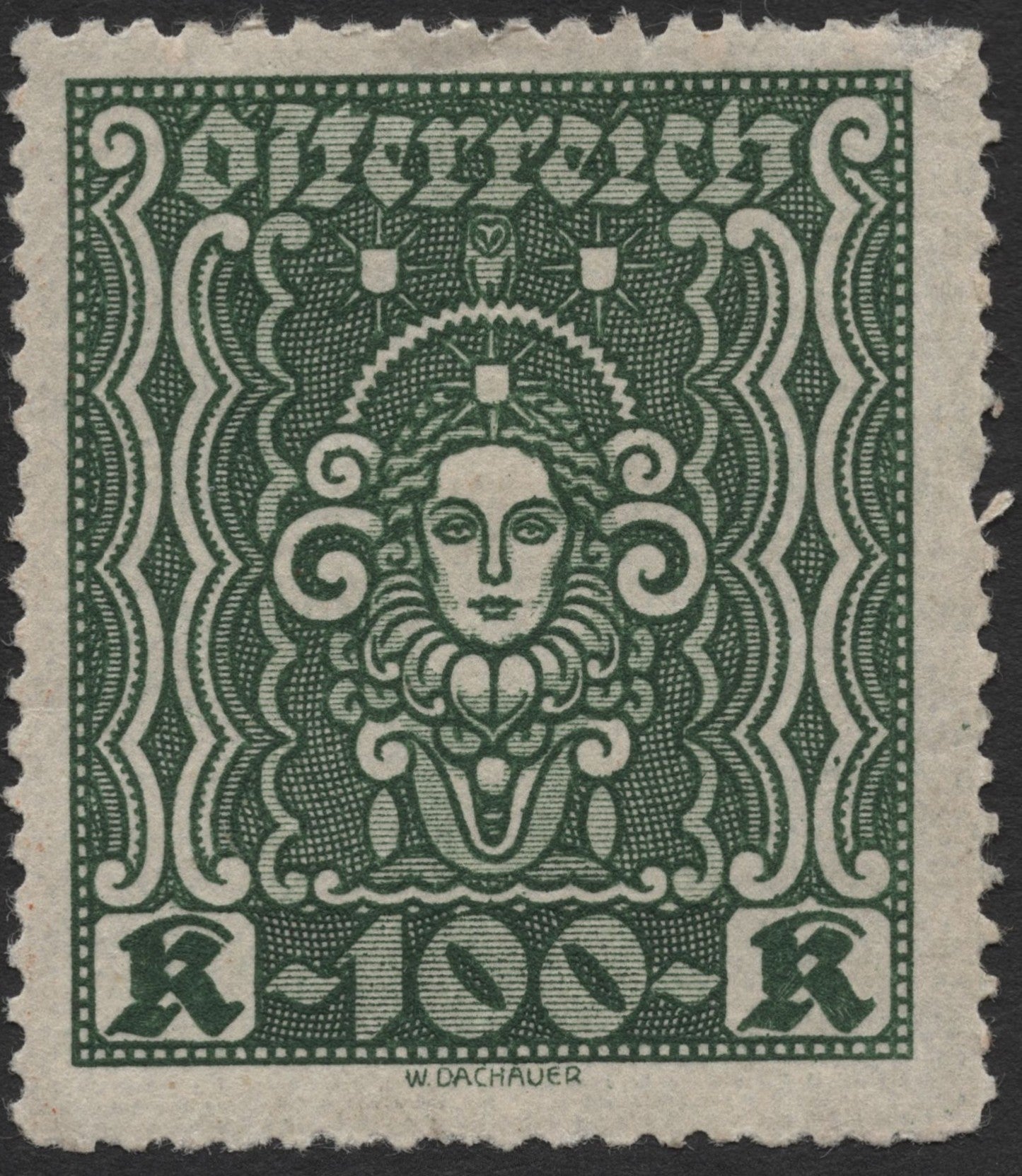 SCG2104 - Austria 1922 100K Green Art Nouveau Head – Mint