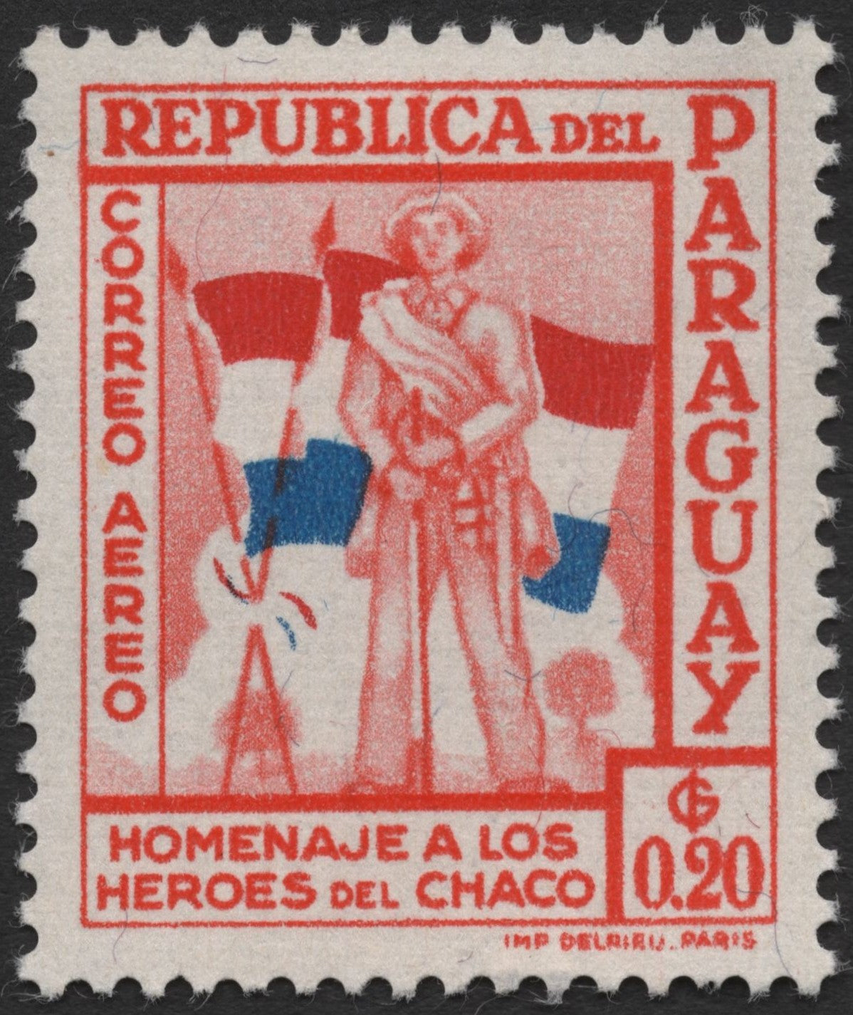 SCG2105 - Paraguay 0.20₵ Chaco War Heroes Airmail Stamp (Mint)