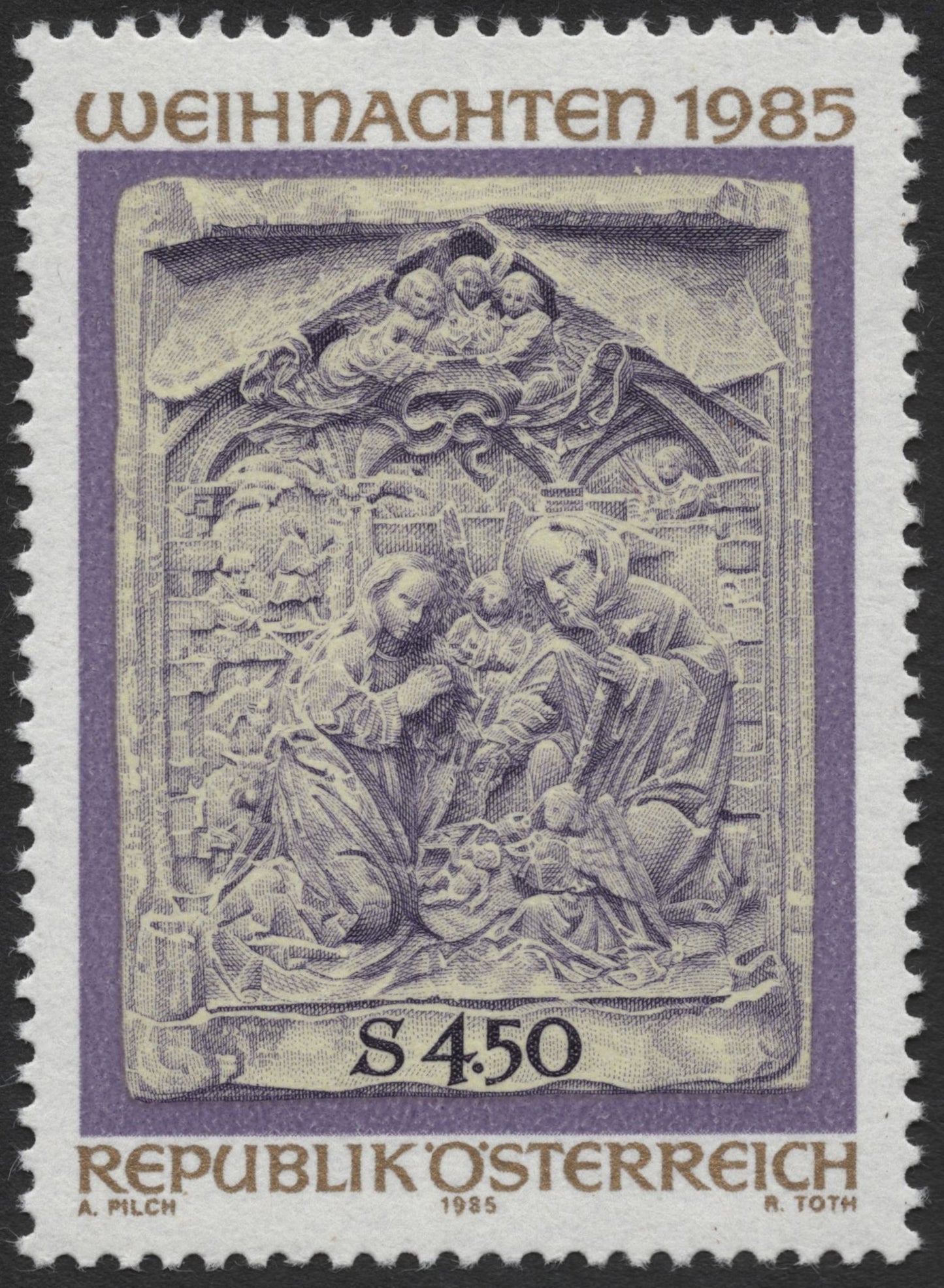 SCG2161 - Austria 1985 Christmas Stamp – Nativity Relief