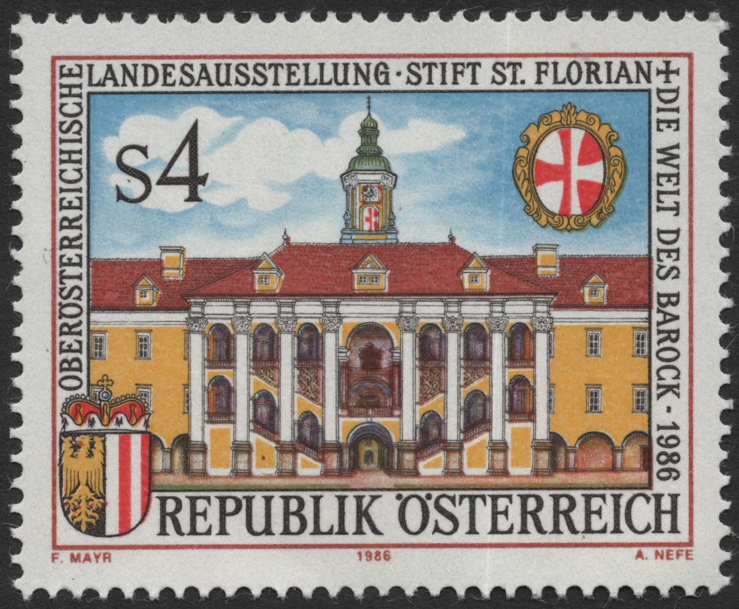 SCG2159 - Austria 1986 St. Florian Monastery Stamp – Baroque Exhibition