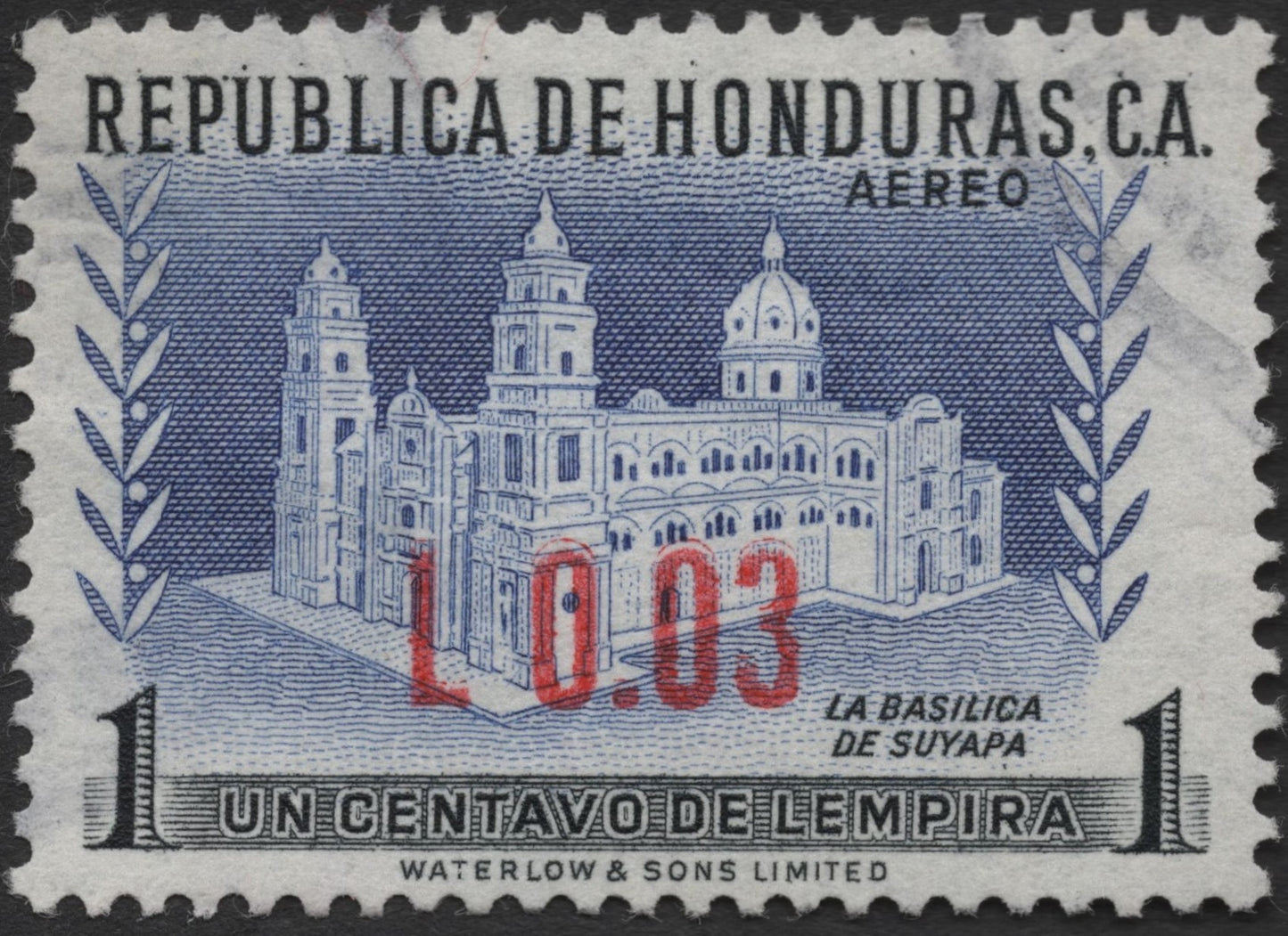 SCG2064 - 1950s Honduras Airmail Stamp – Basilica de Suyapa Overprint