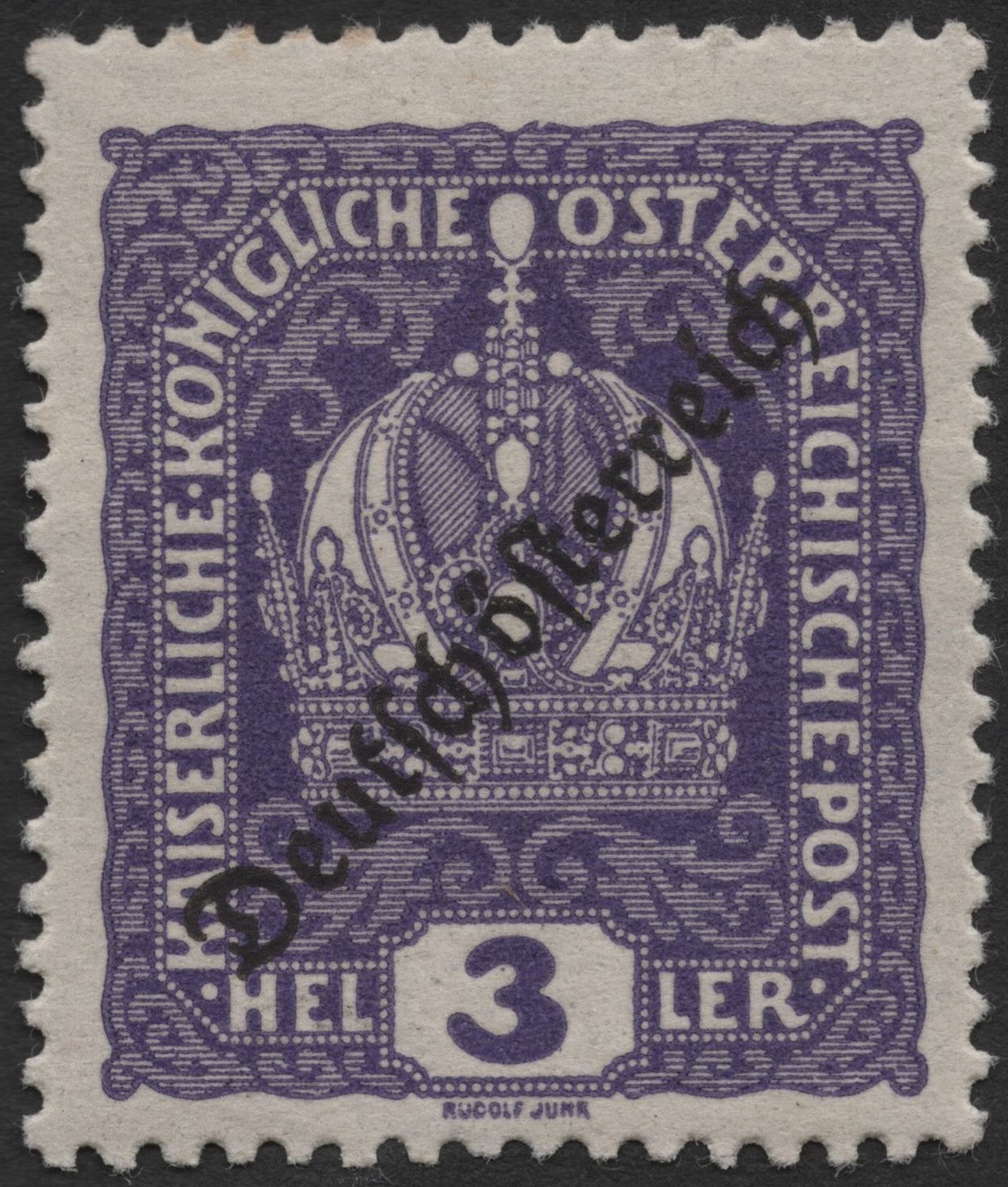 SCG2065 -  1918 Austria "Deutschösterreich" Overprint – 3 Heller Purple