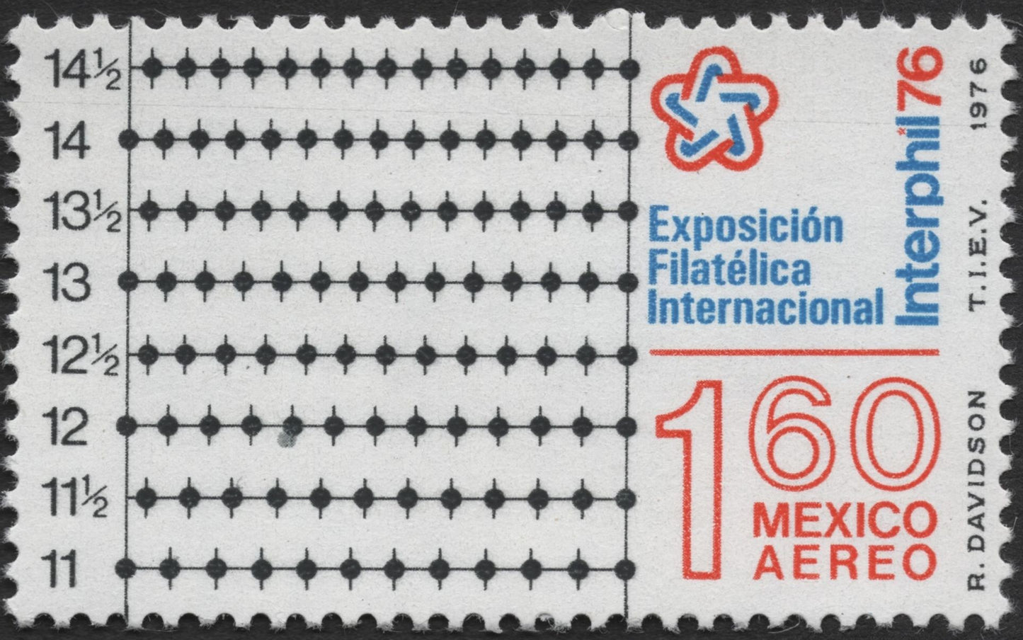 SCG2221 - Mexico 1976 Interphil '76 Airmail – Perforation Gauge Stamp