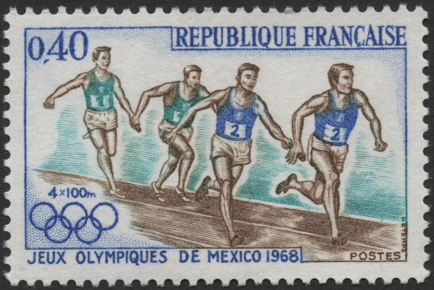 SCG2300 - France 1968 Mexico Olympics Relay Stamp