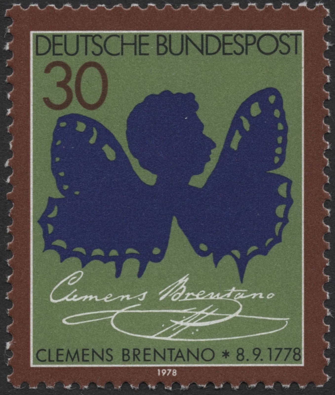 SCG2306 - Germany 1978 Clemens Brentano 30 Pf Stamp