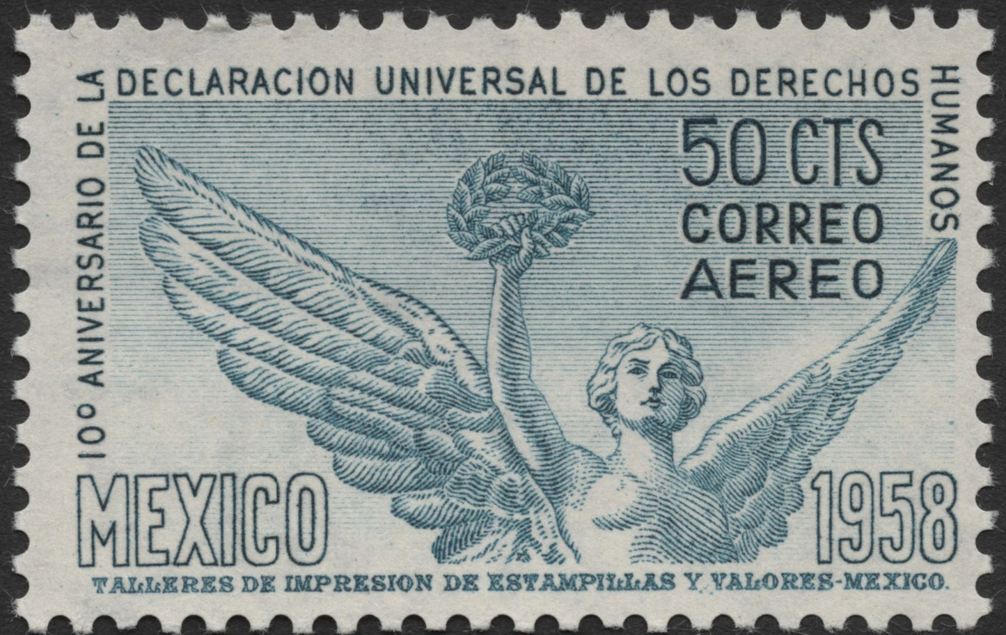 SCG2307 - Mexico 1958 – 10th Anniversary of Universal Declaration of Human Rights Airmail Stamp