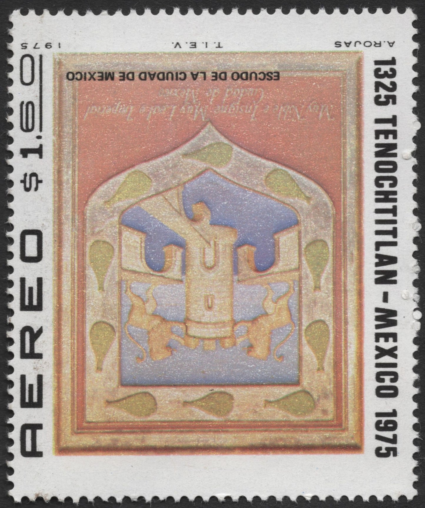 SCG2291 - Mexico 1975 – 1325 Tenochtitlan Inverted City Emblem Airmail