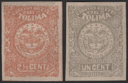 SCG2361 - Tolima, Colombia – 1887 Departmental Issues (1 Cent & 2½ Centavos)