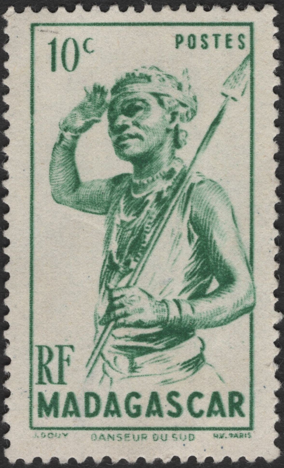 SCG2365 - Madagascar 1947 "Danseur du Sud" Tribal Dancer Set (10c, 40c, 50c)